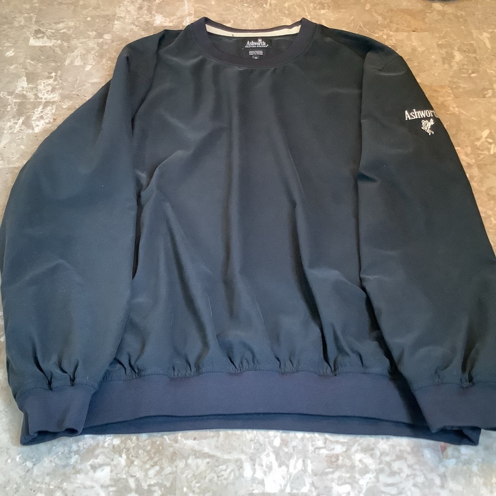 Ashworth black water resistant, stretch comfort pullover, size XL